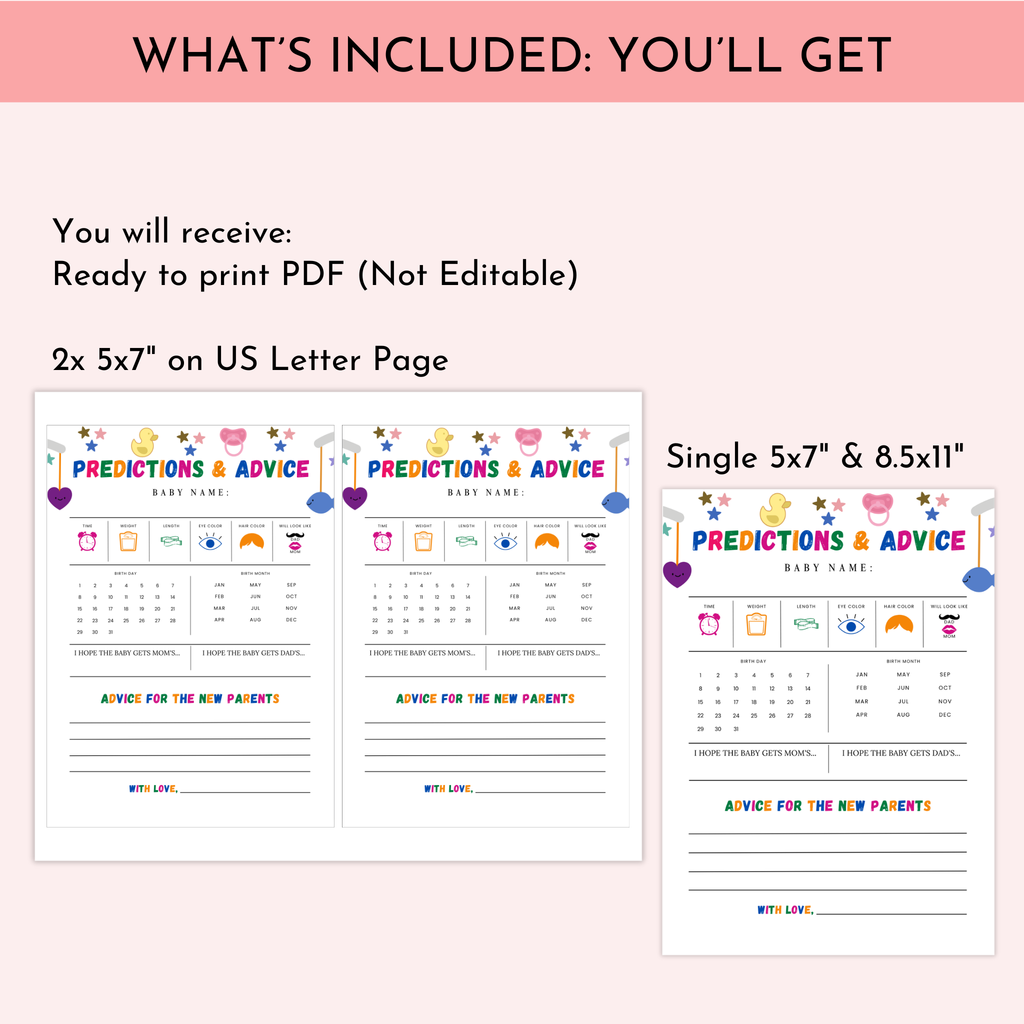 Baby Shower Predictions & Advice Card