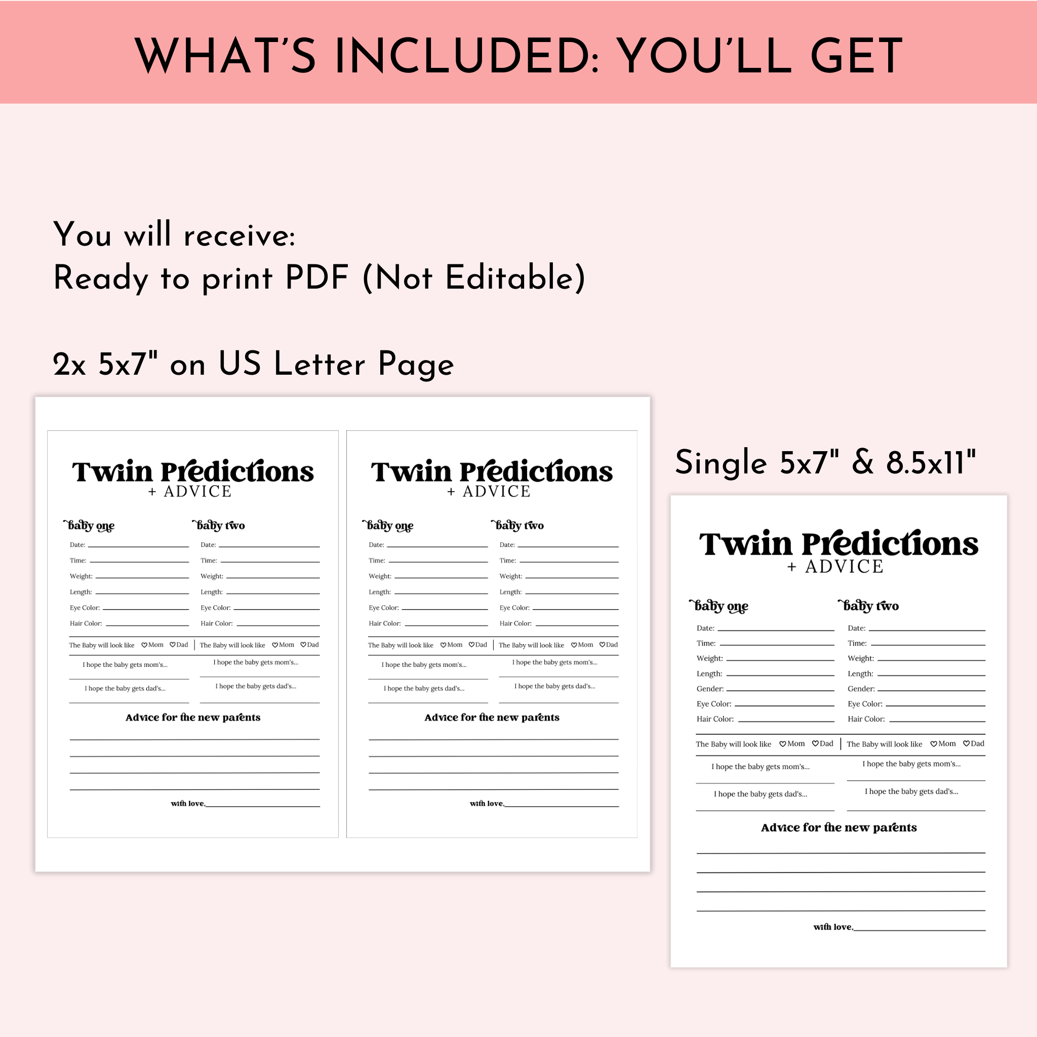 Twins Prediction and Advice Card