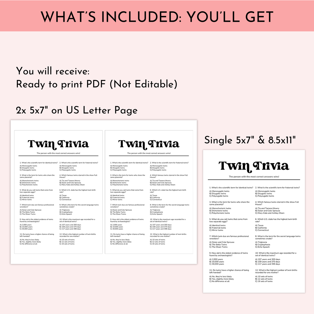 Twin Trivia Game