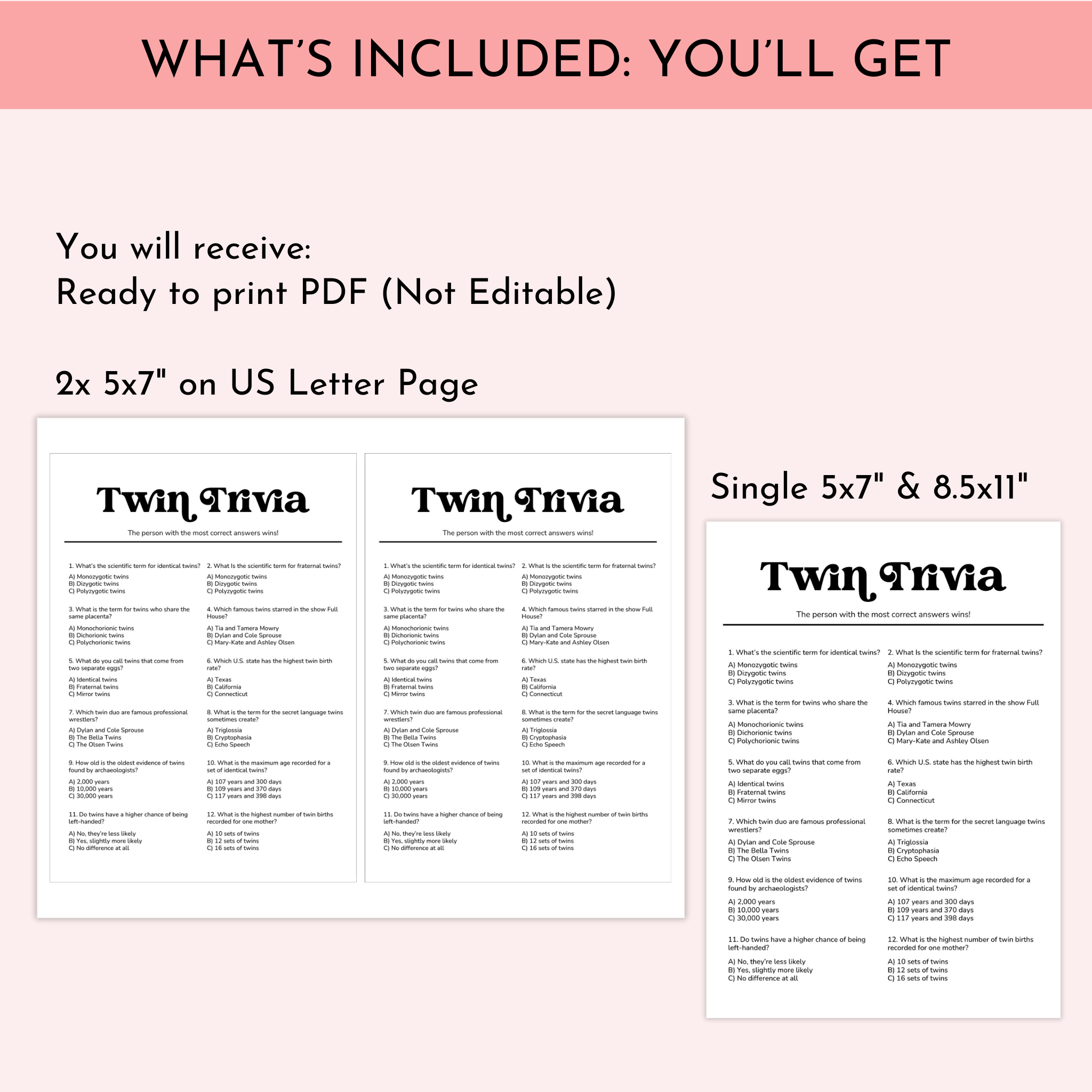 Twin Trivia Game