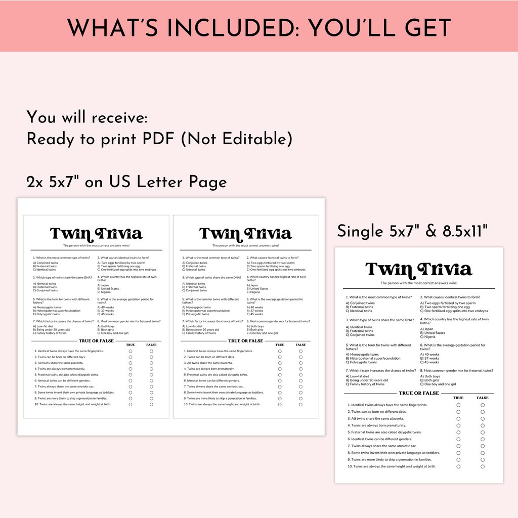 Minimalist Twin Trivia Game