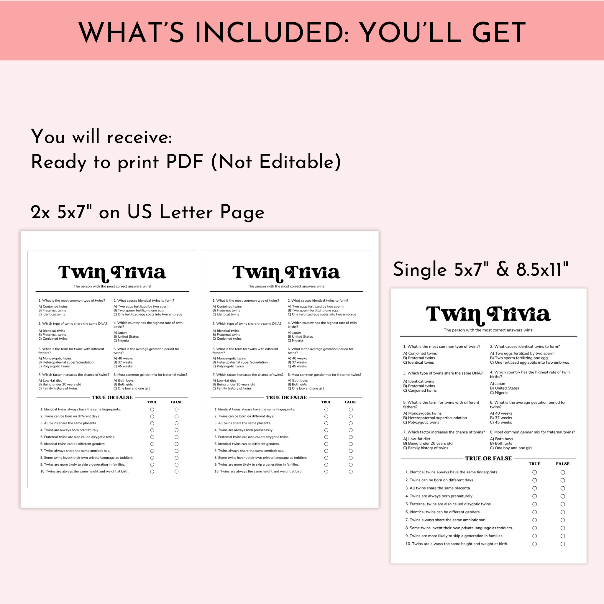 Minimalist Twin Trivia Game