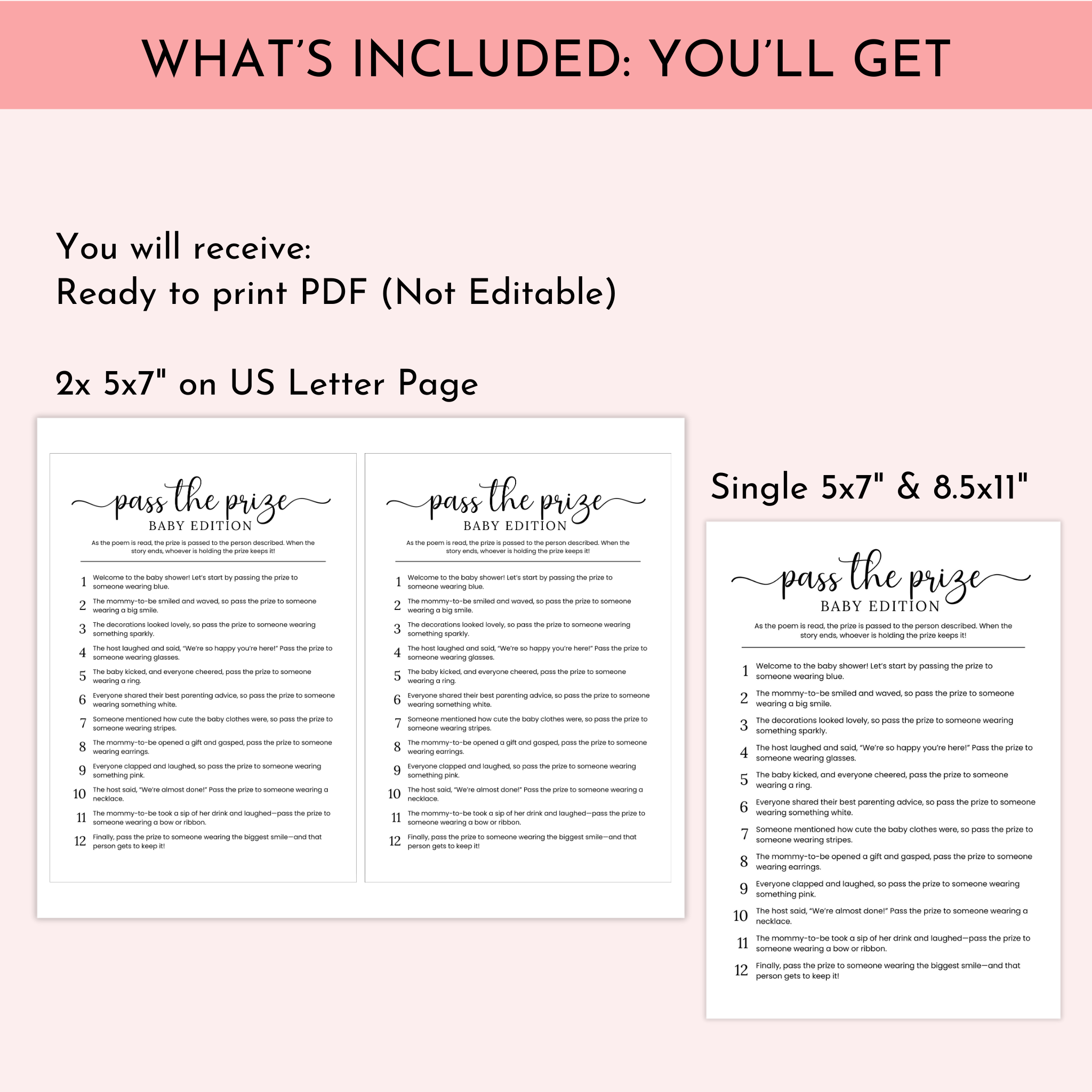 Baby Shower Pass the Prize Game