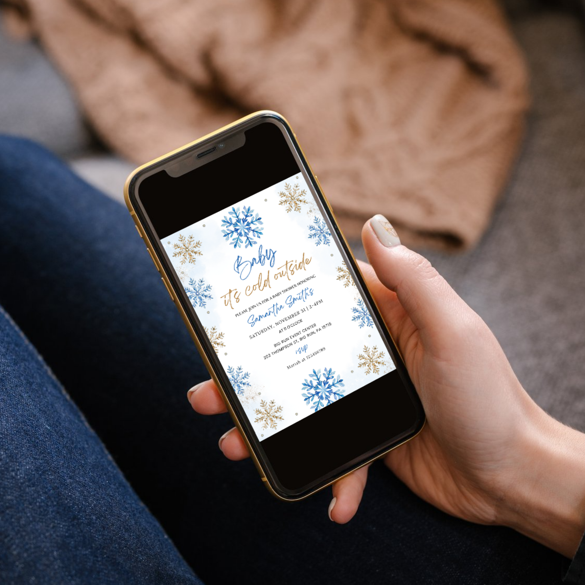 Winter Snowflake Shower Invitation Set | Blue