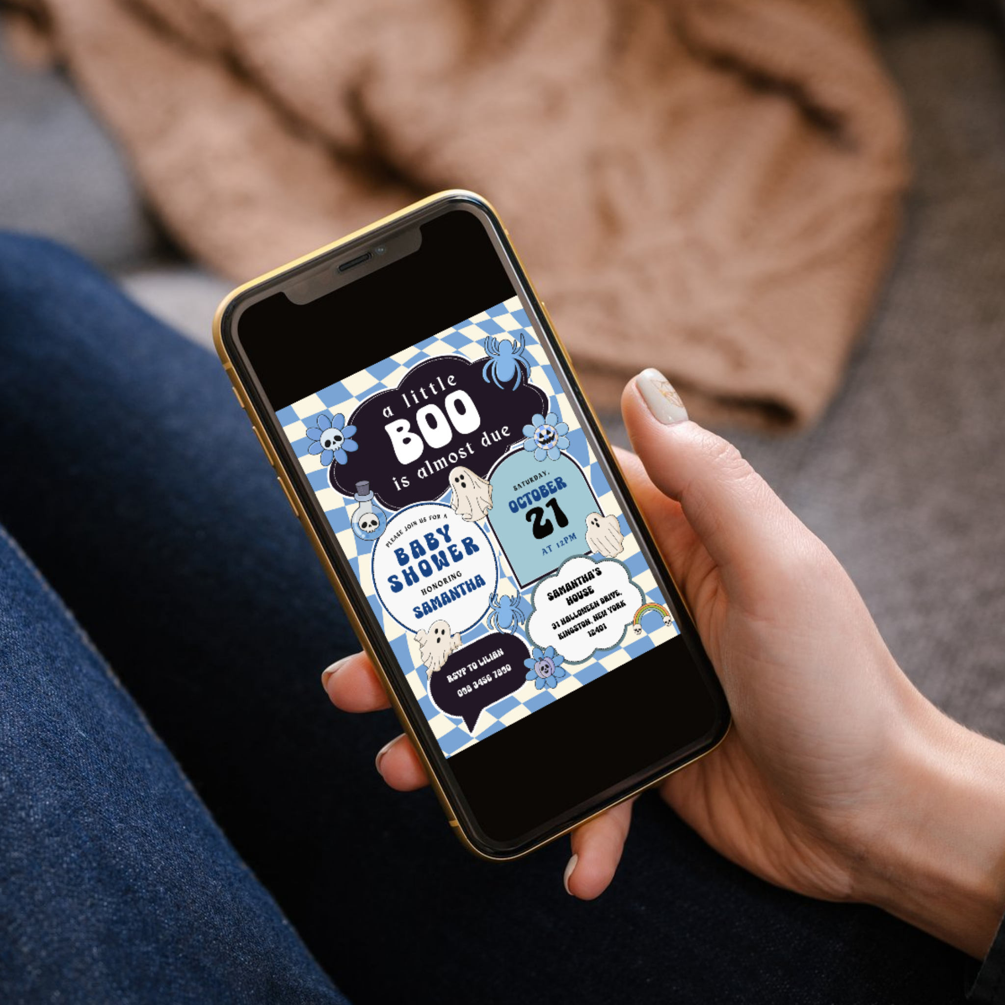 Little Boo Shower Invitation Bundle - Blue Retro