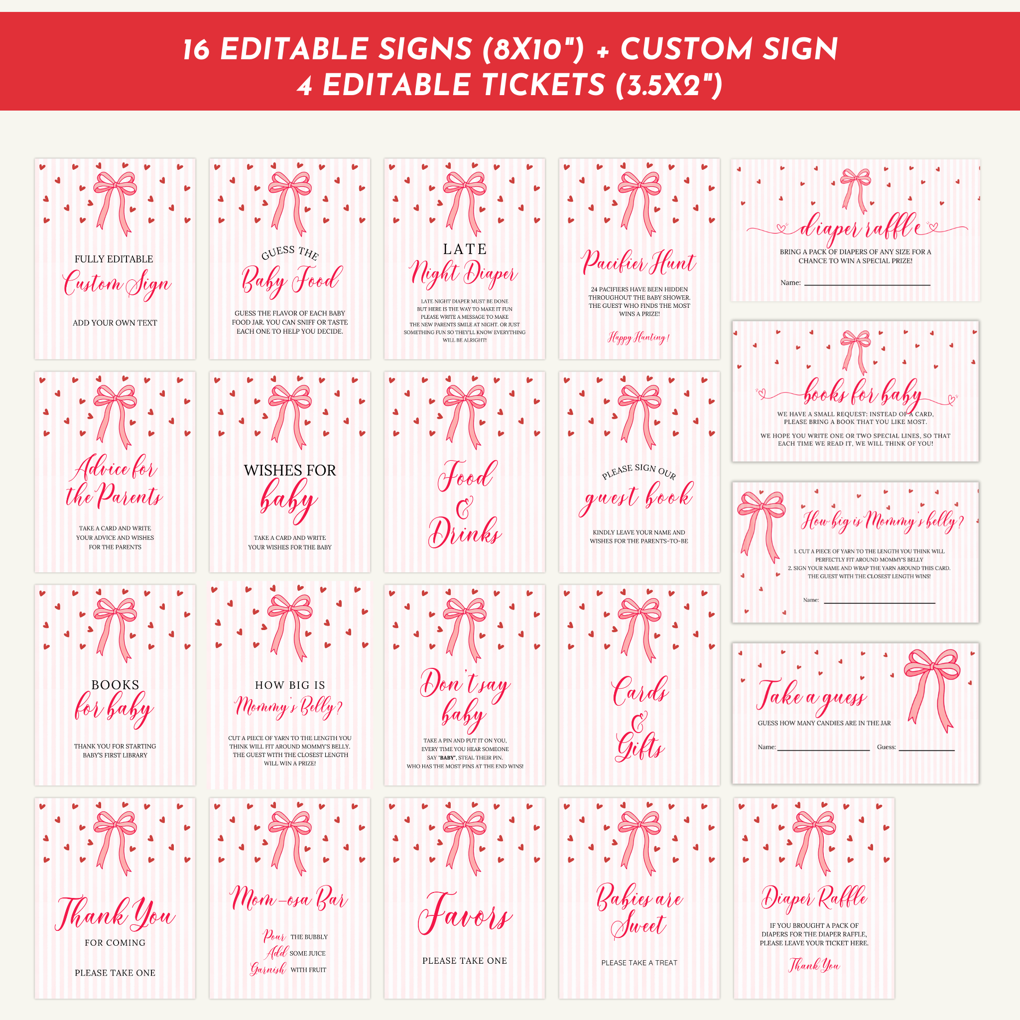 Valentine Baby Shower Games & Sign Bundle