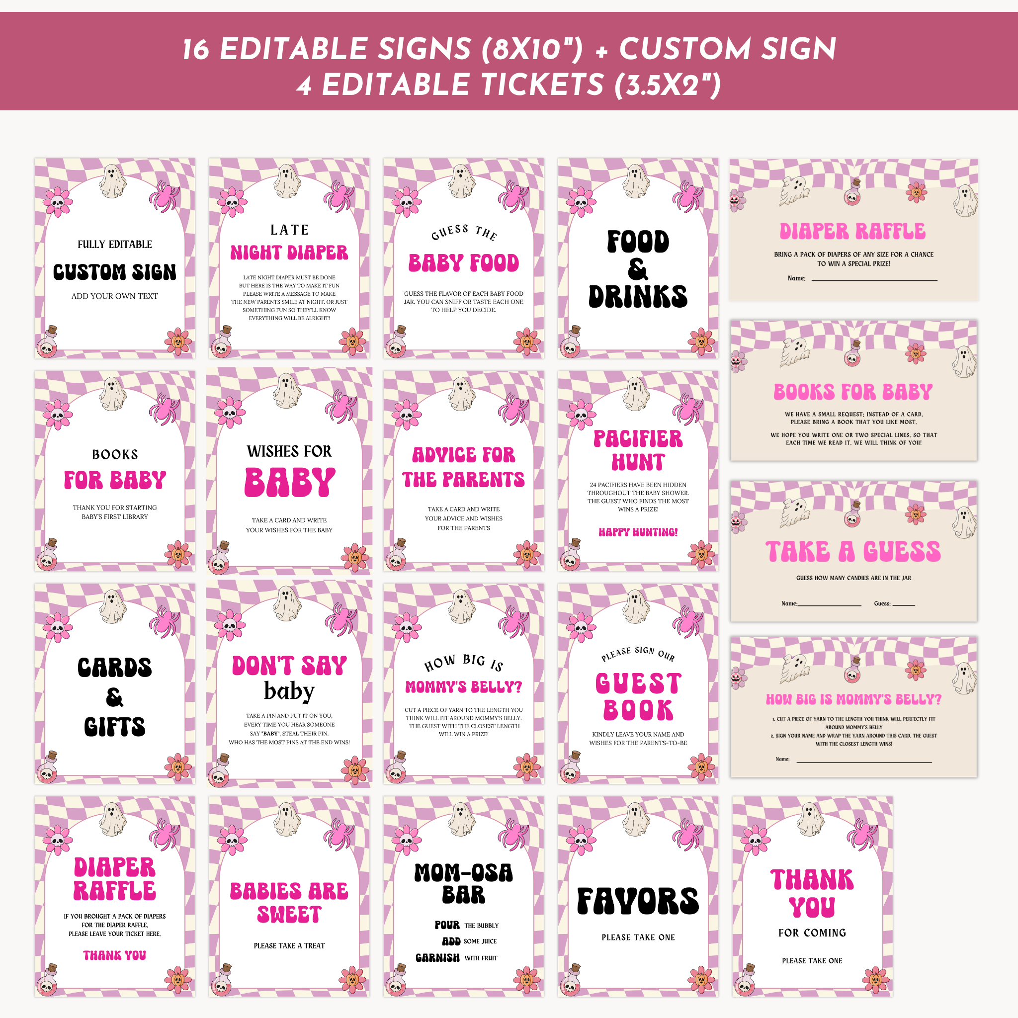 Halloween Baby Shower Games and Signage Bundle