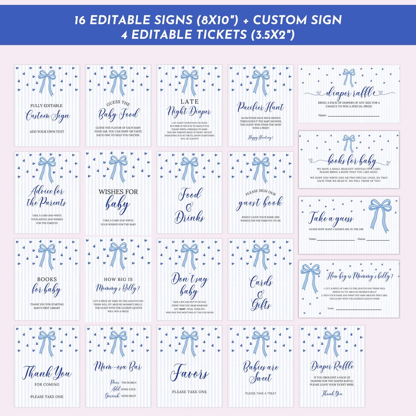 Valentine Baby Shower Games & Sign Bundle