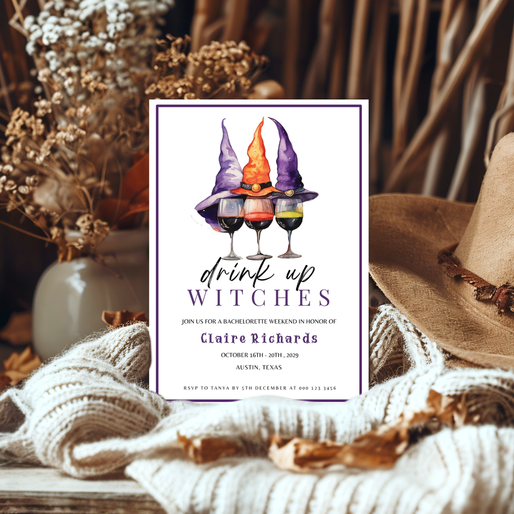 Drink Up Witches Bachelorette Invitation