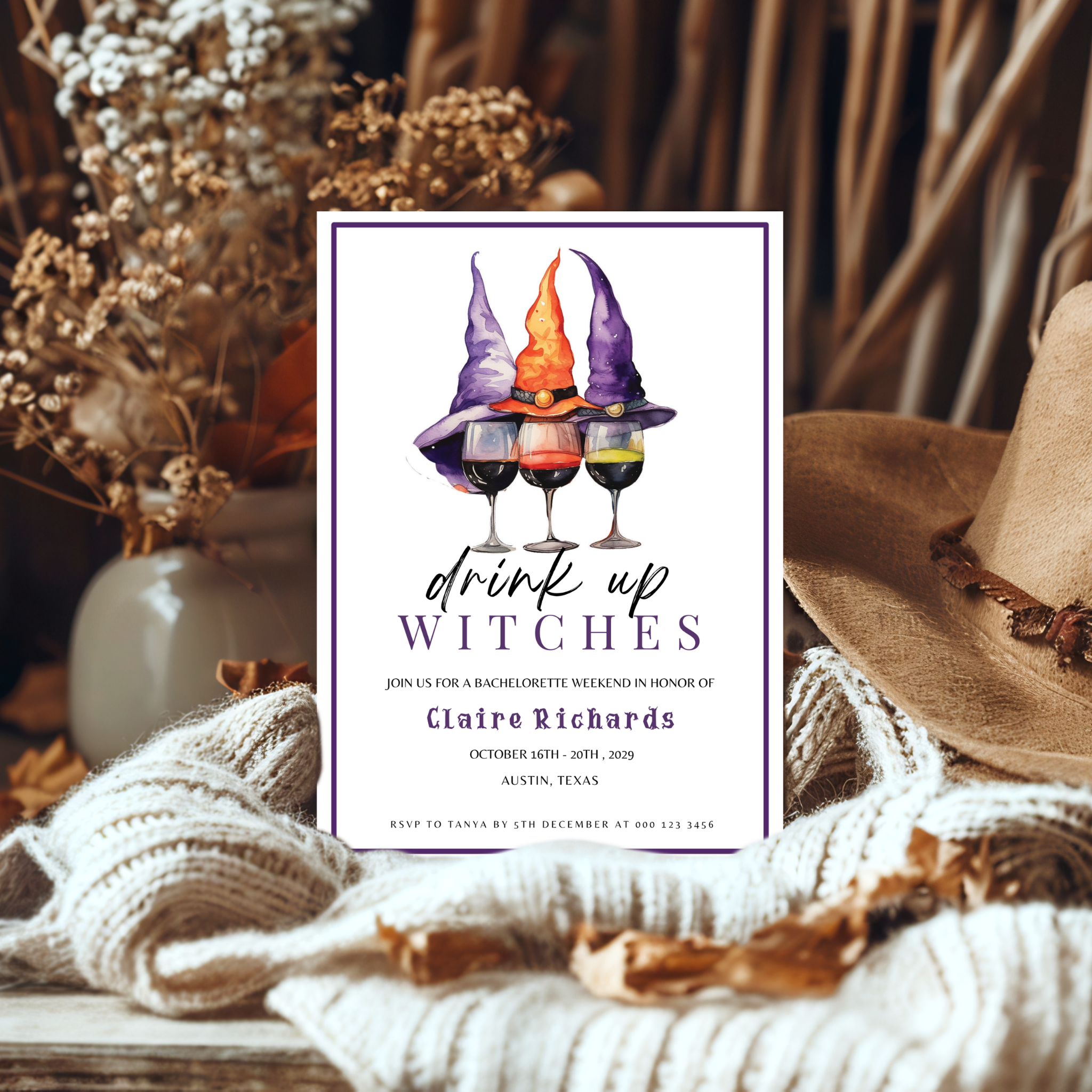 Drink Up Witches Bachelorette Invitation
