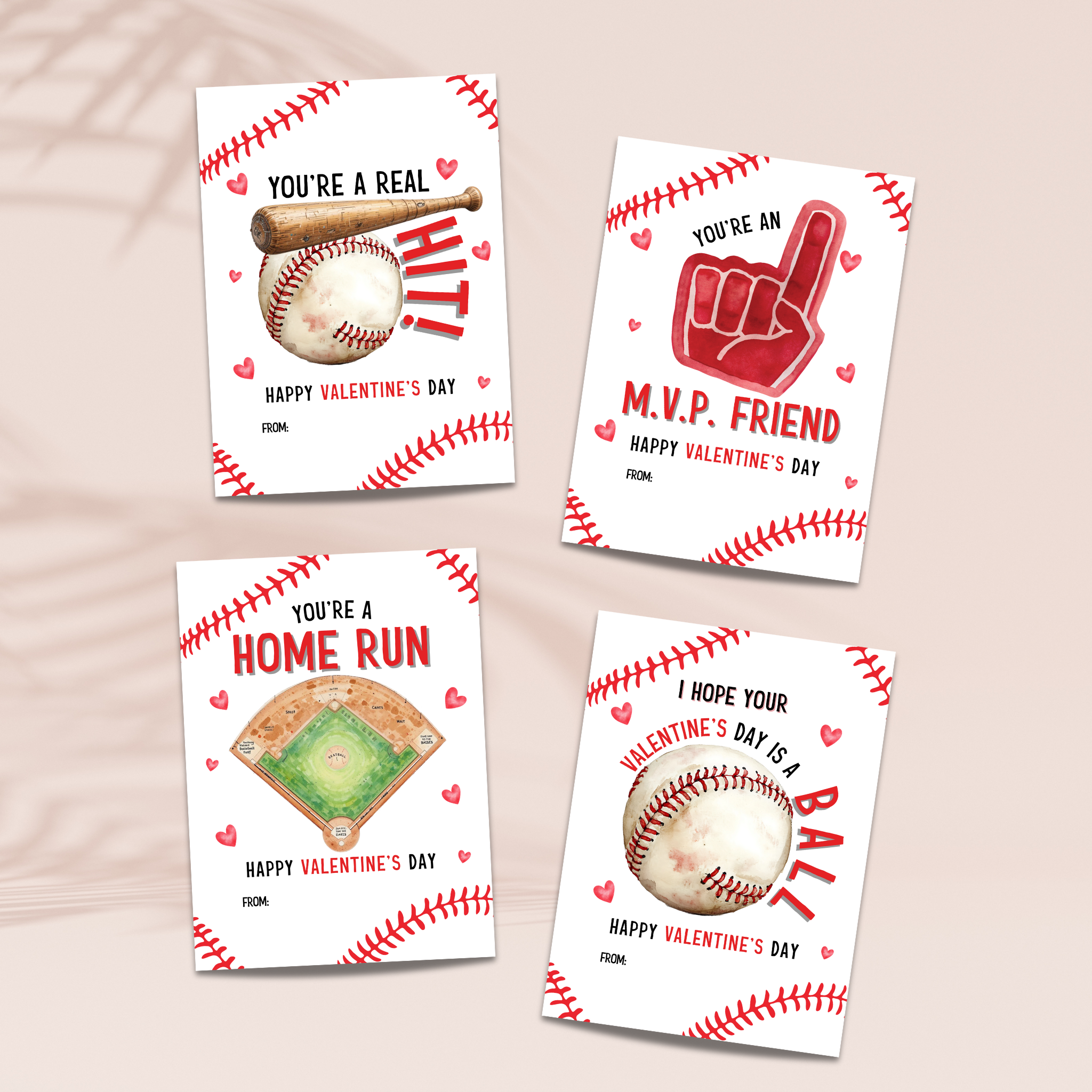 Baseball Valentine's Day Cards
