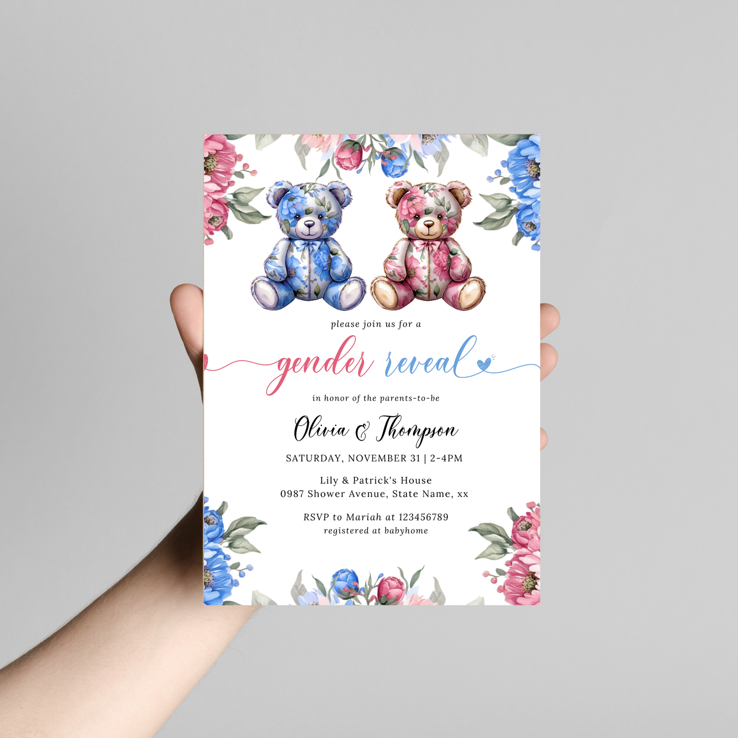 Gender Reveal Invitation Template