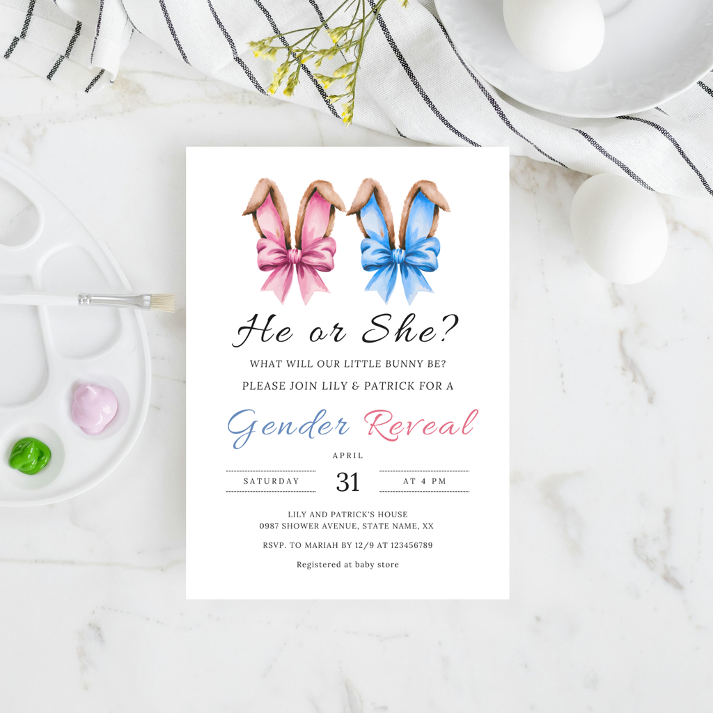 Easter Gender Reveal Invitation Template