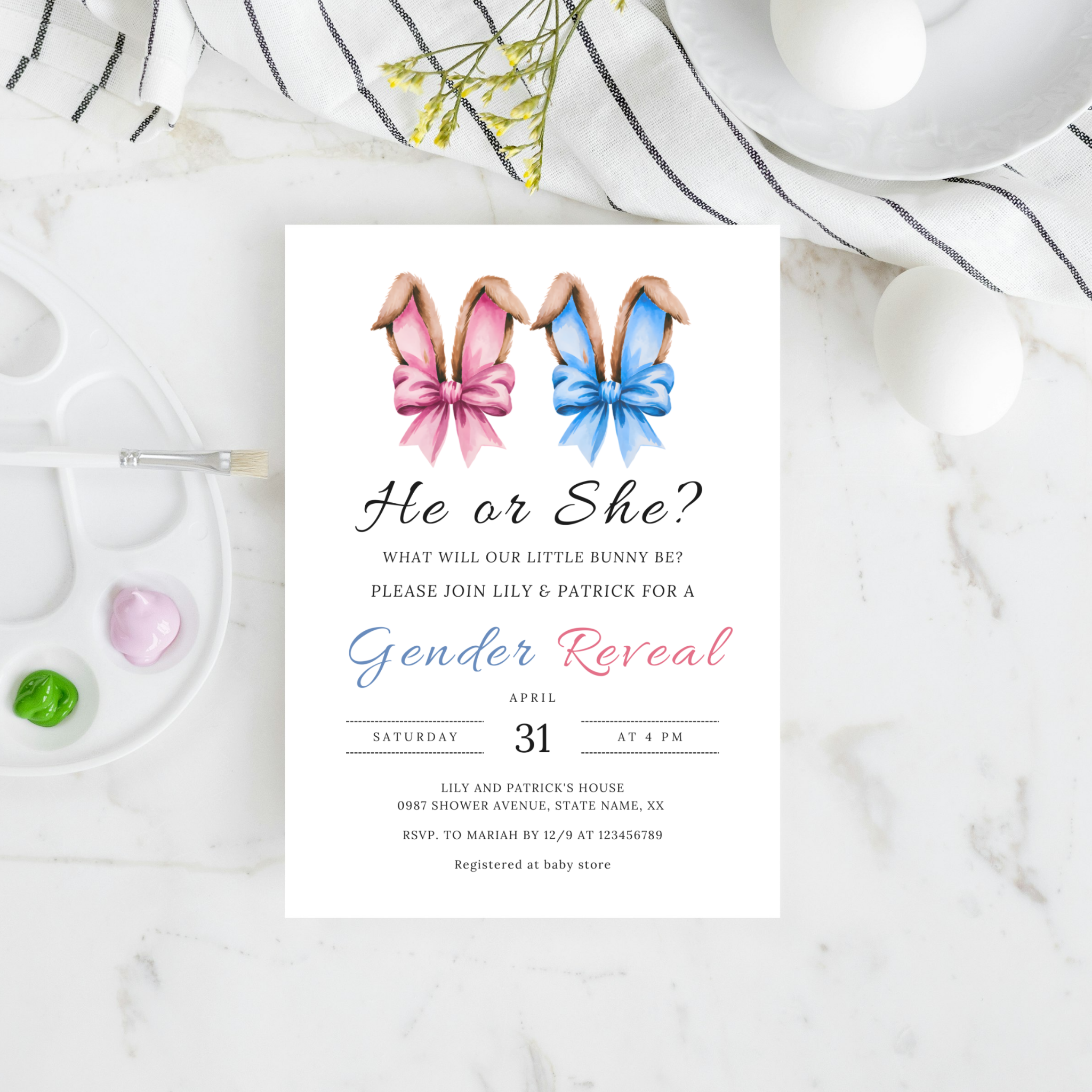 Easter Gender Reveal Invitation Template