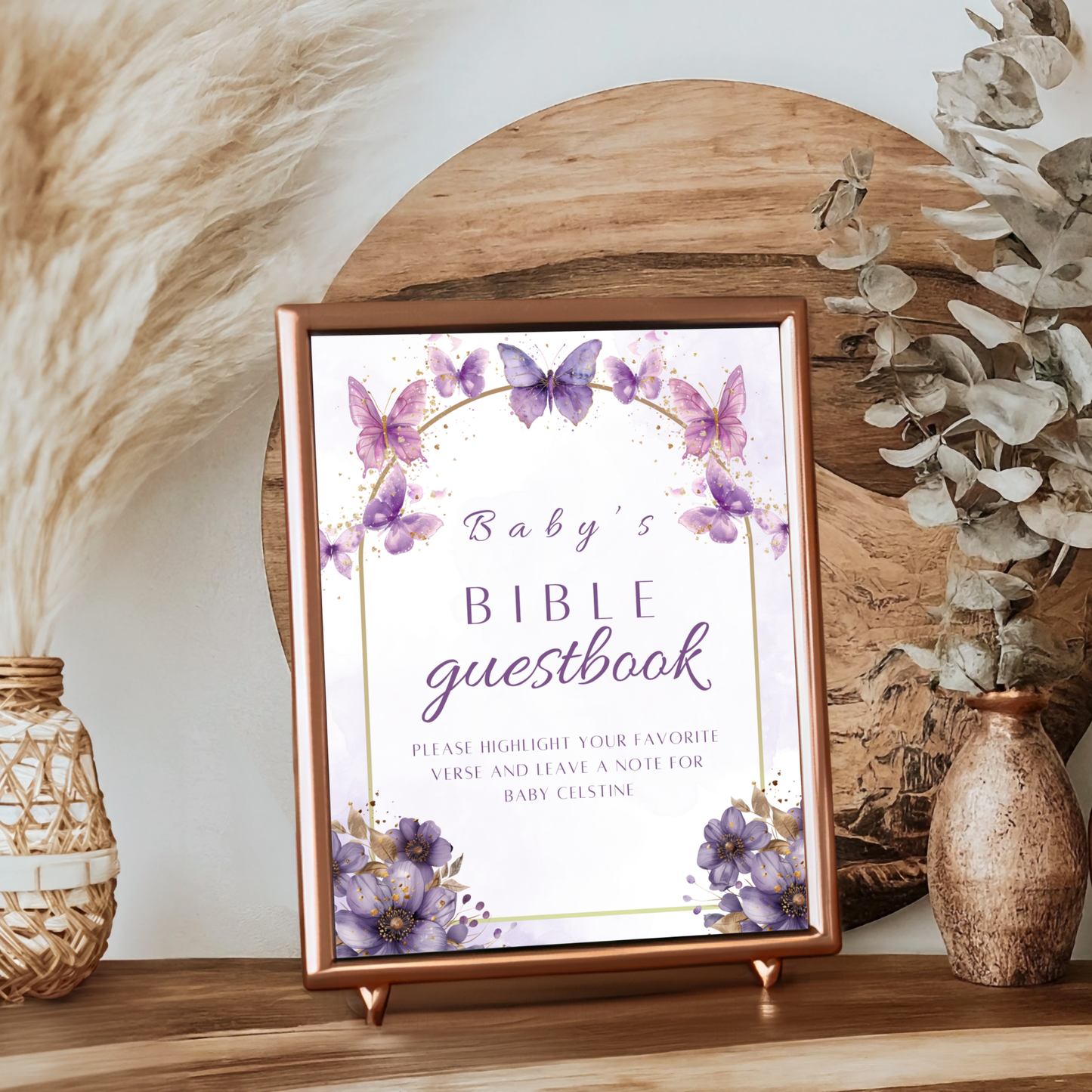 Enchanted to Meet You Baby's Bible Guestbook Table Sign