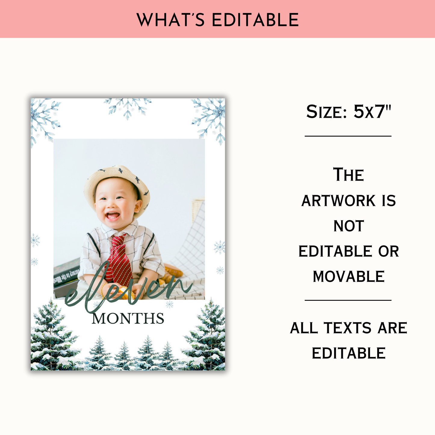 Winter 1st Birthday Monthly Photo Banner | Woodland