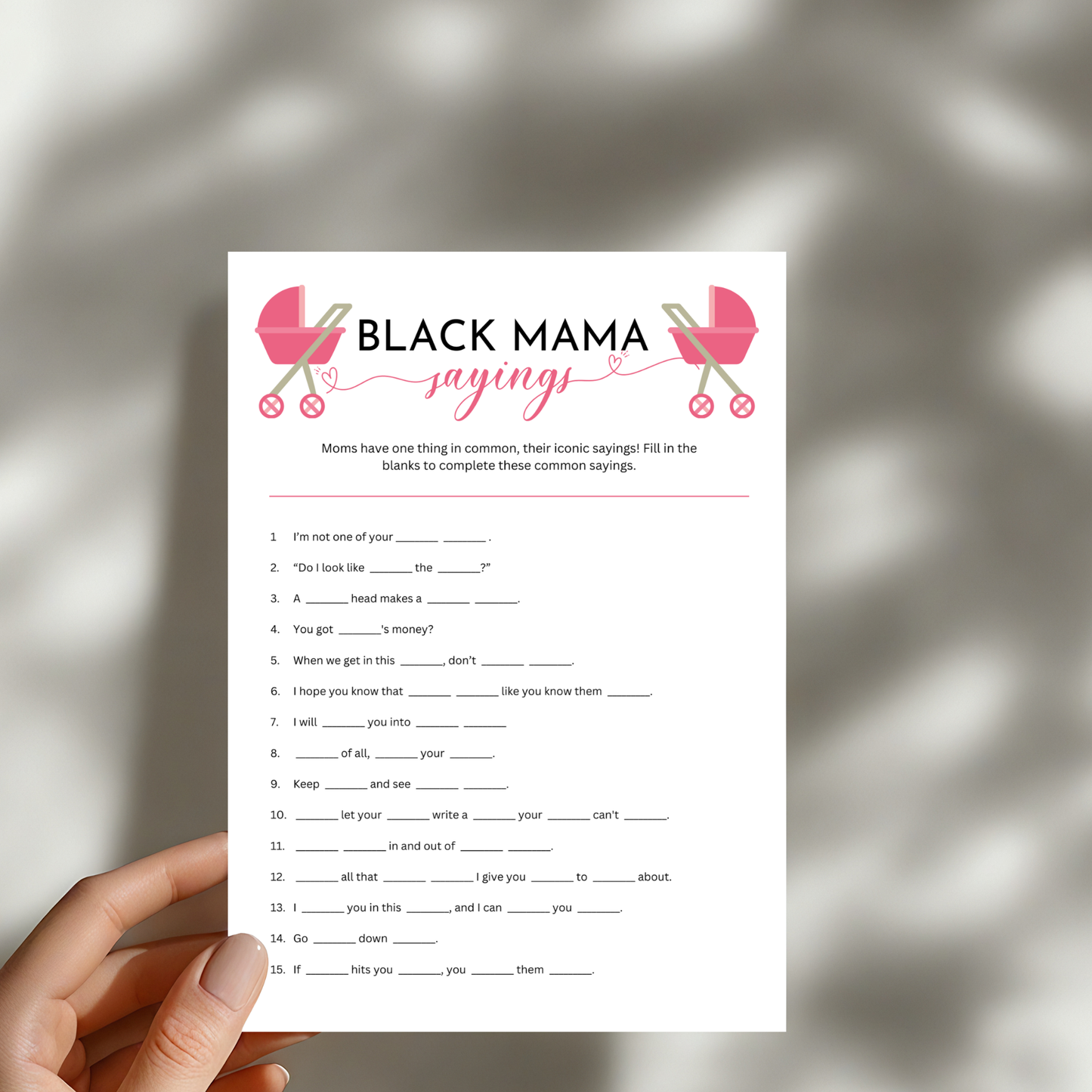 Black Mama Saying Game - Pink