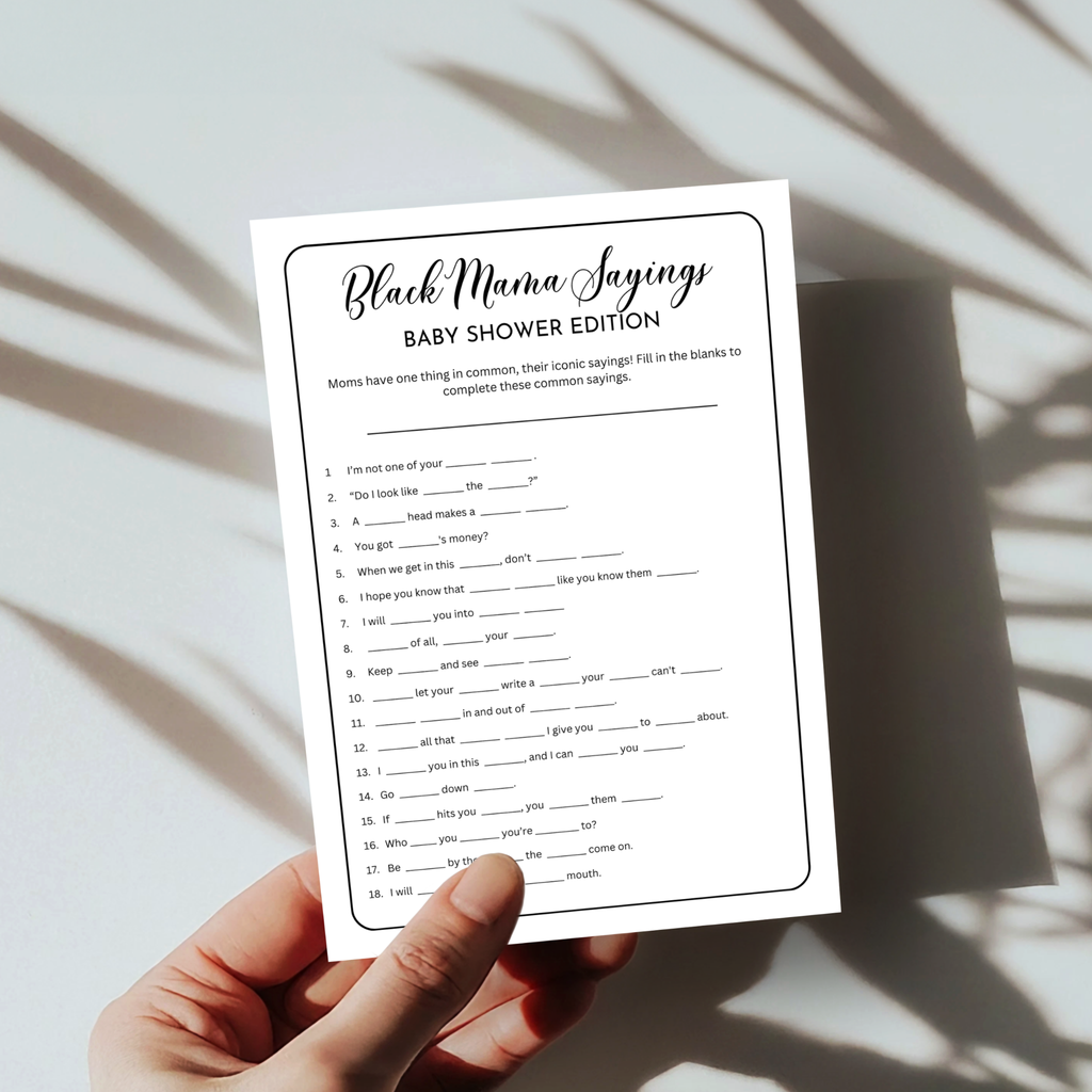 Black Mama Saying Baby Shower Game