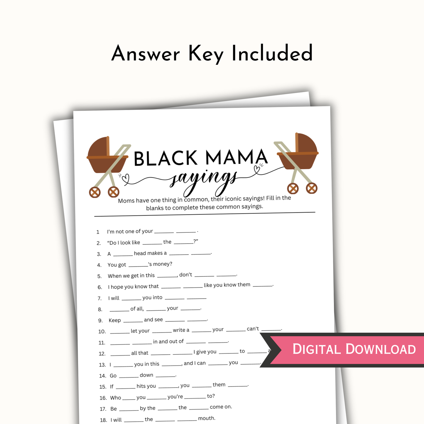 Black Mama Saying Game - Neutral