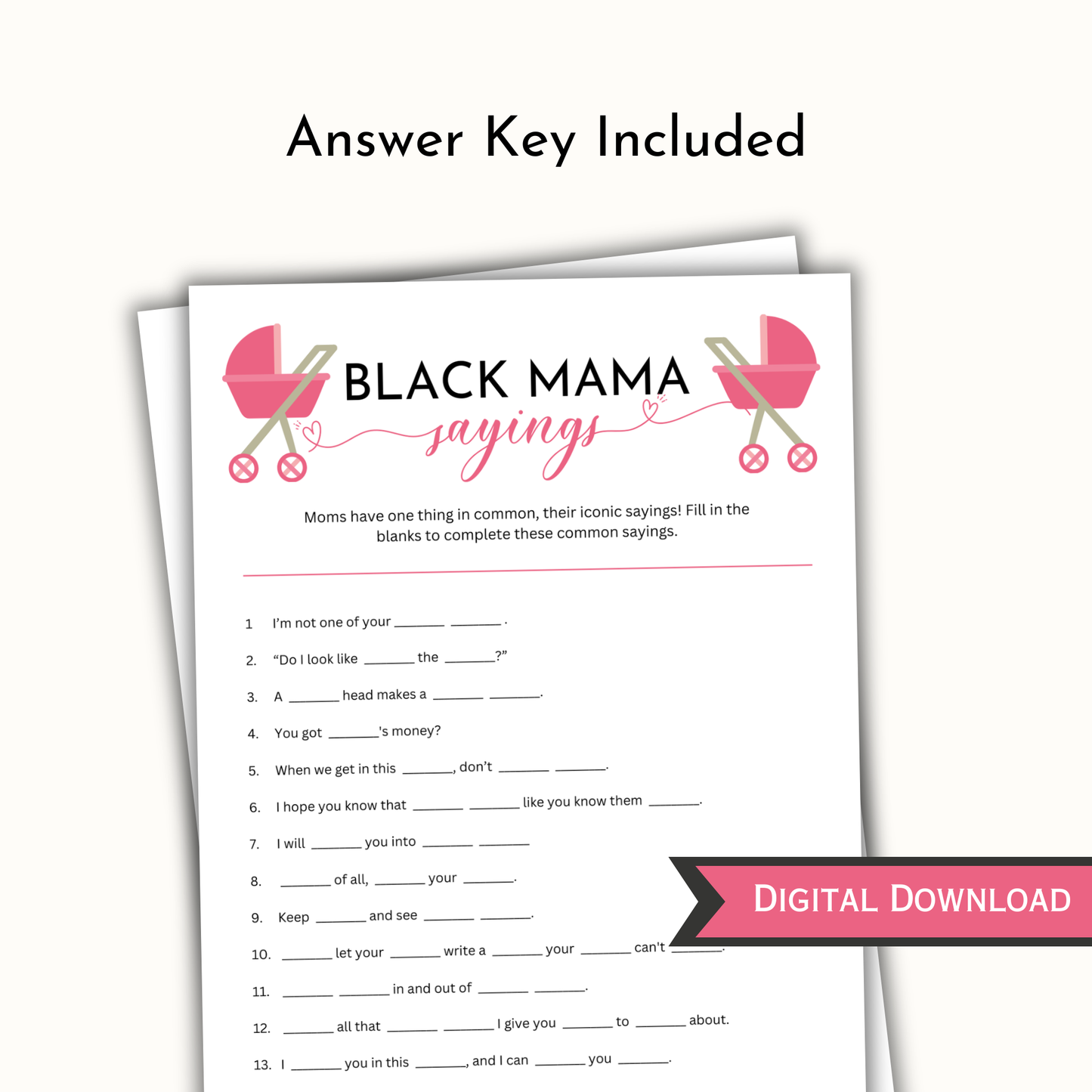 Black Mama Saying Game - Pink