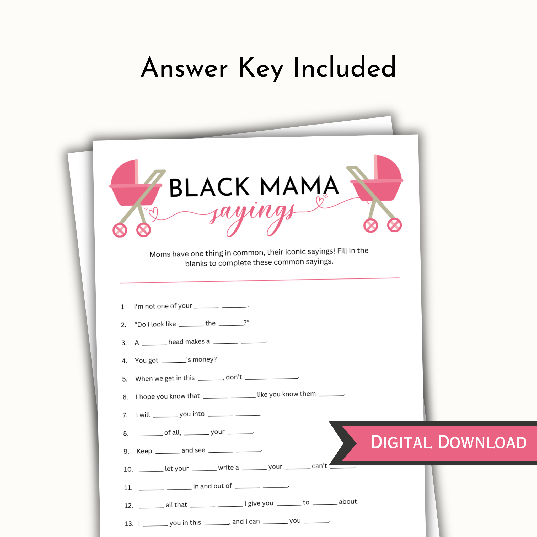 Black Mama Saying Game - Pink