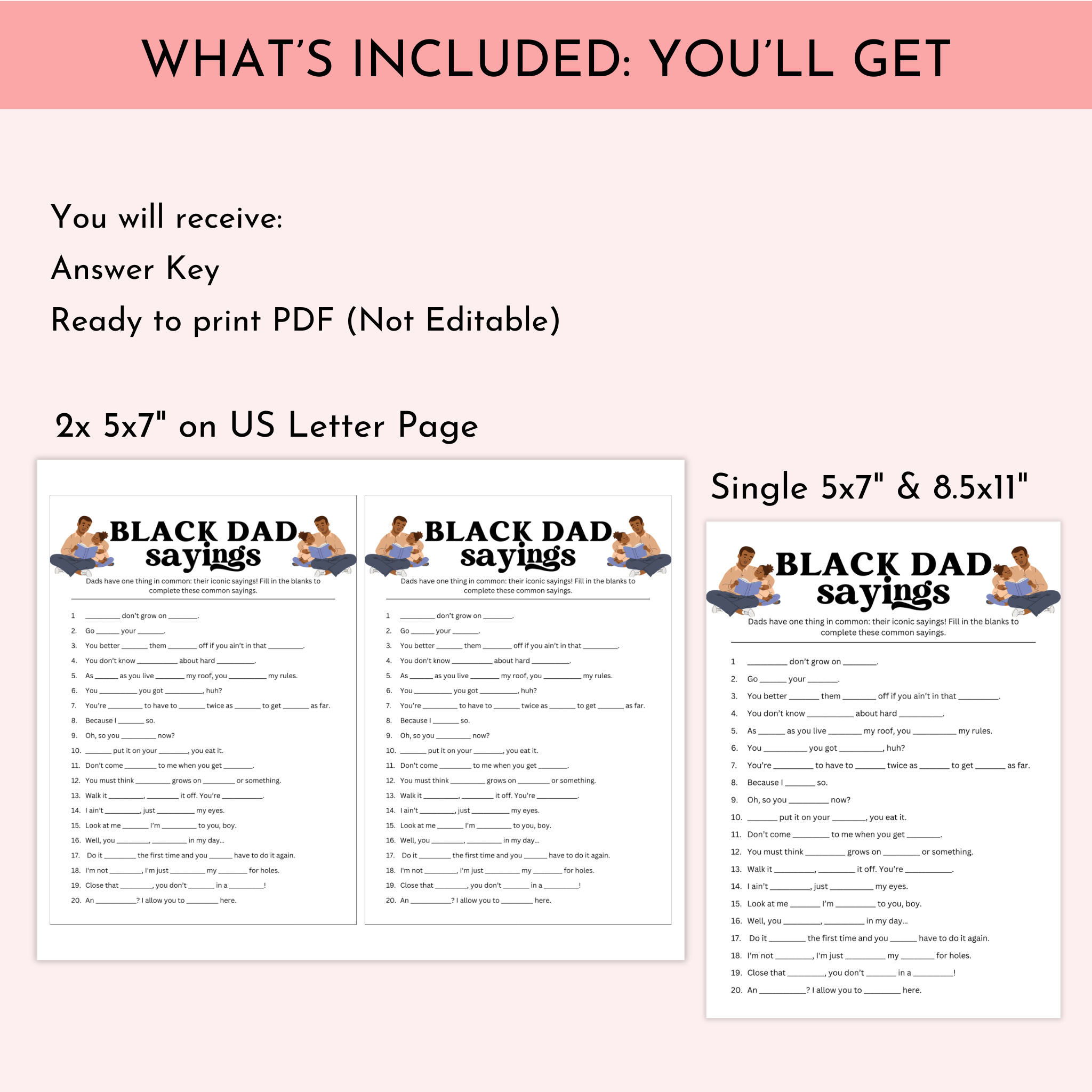 Black Dad Sayings Game