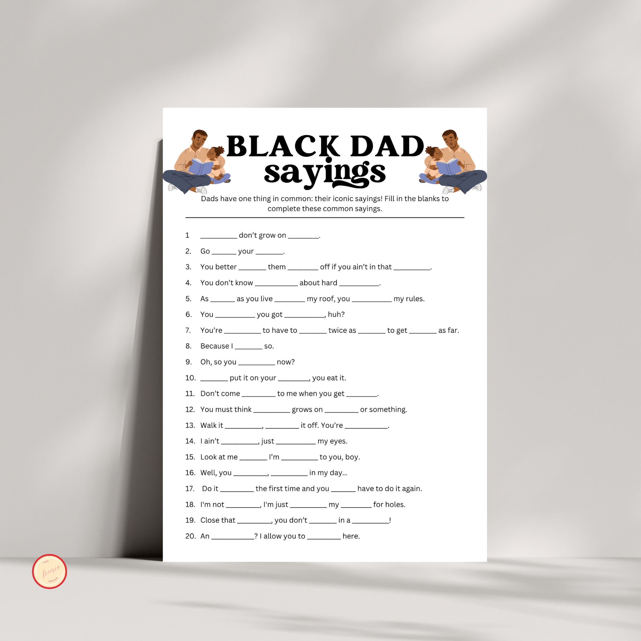 Black Dad Sayings Game