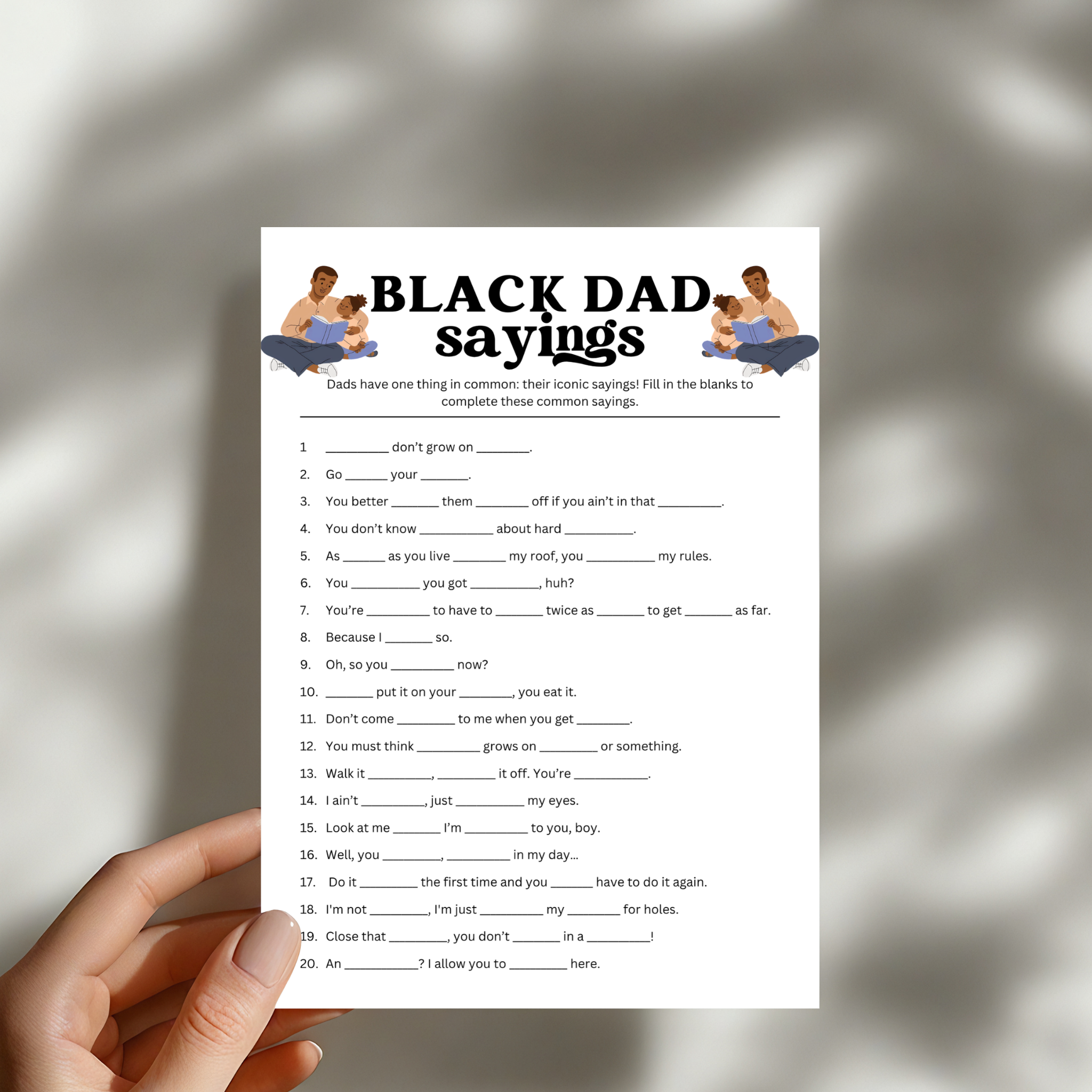 Black Dad Sayings Game