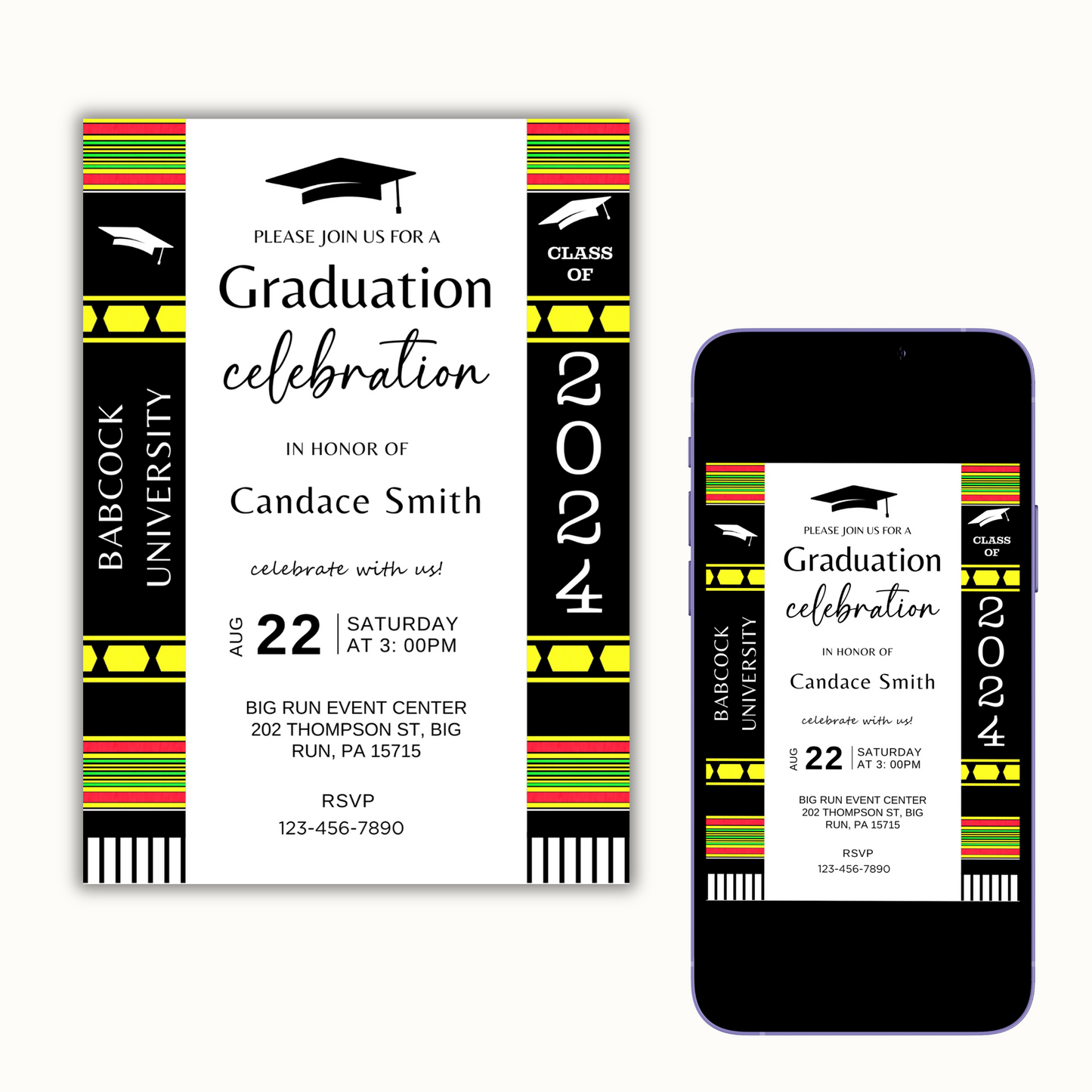 Kente Inspired - Graduation Invitation Template