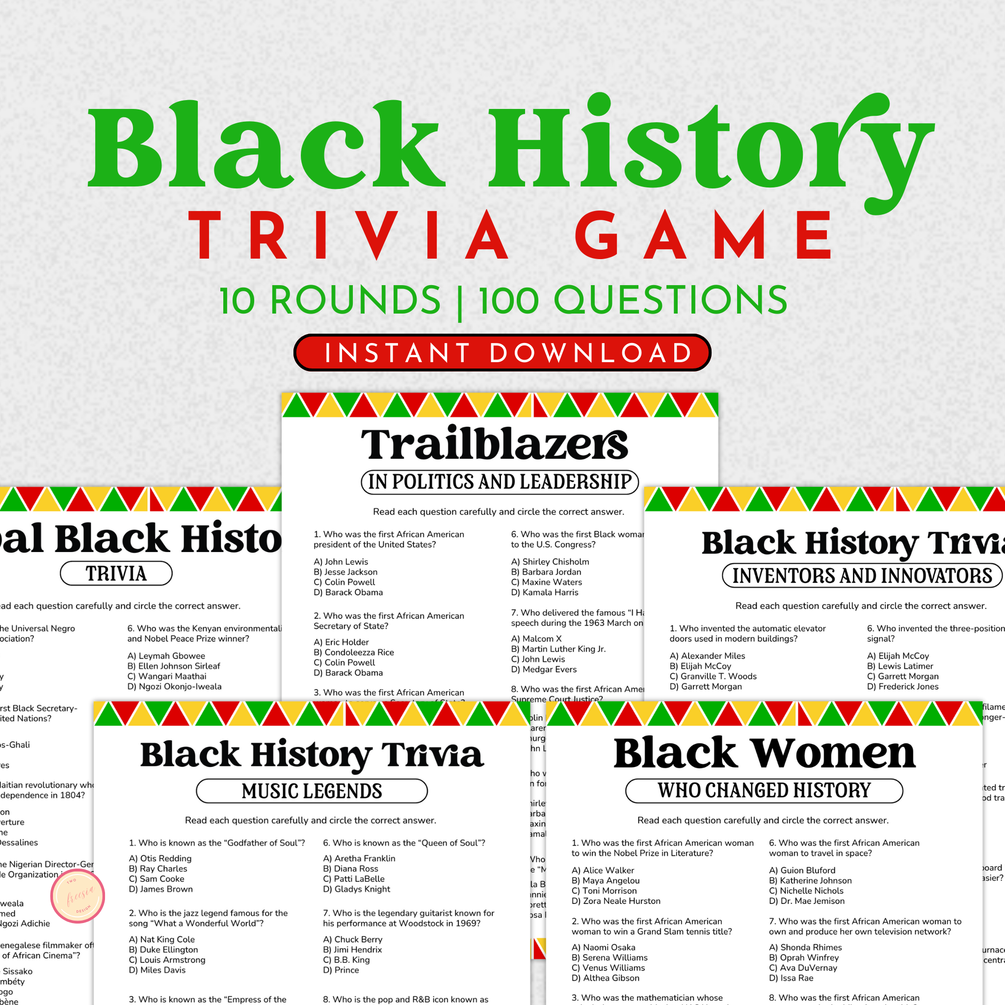 Black History Trivia Game Bundle