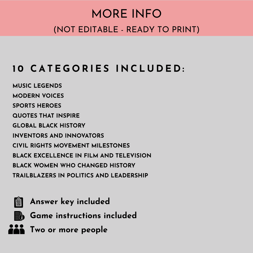 Black History Trivia Game Bundle