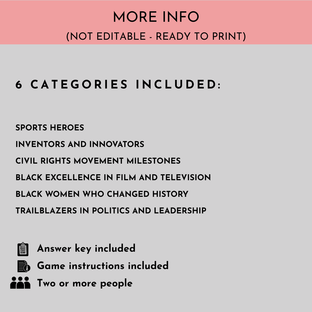 Black History Trivia Game Bundle