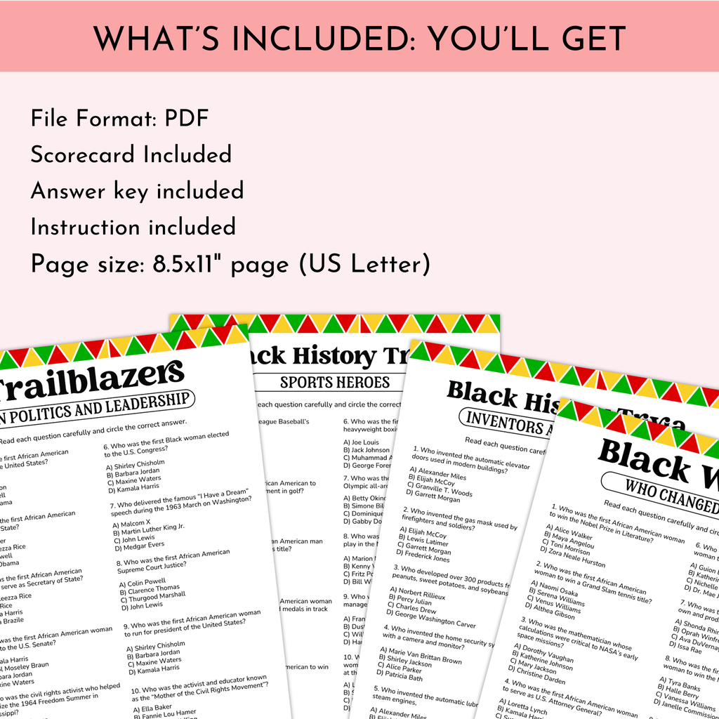 Black History Trivia Game Bundle
