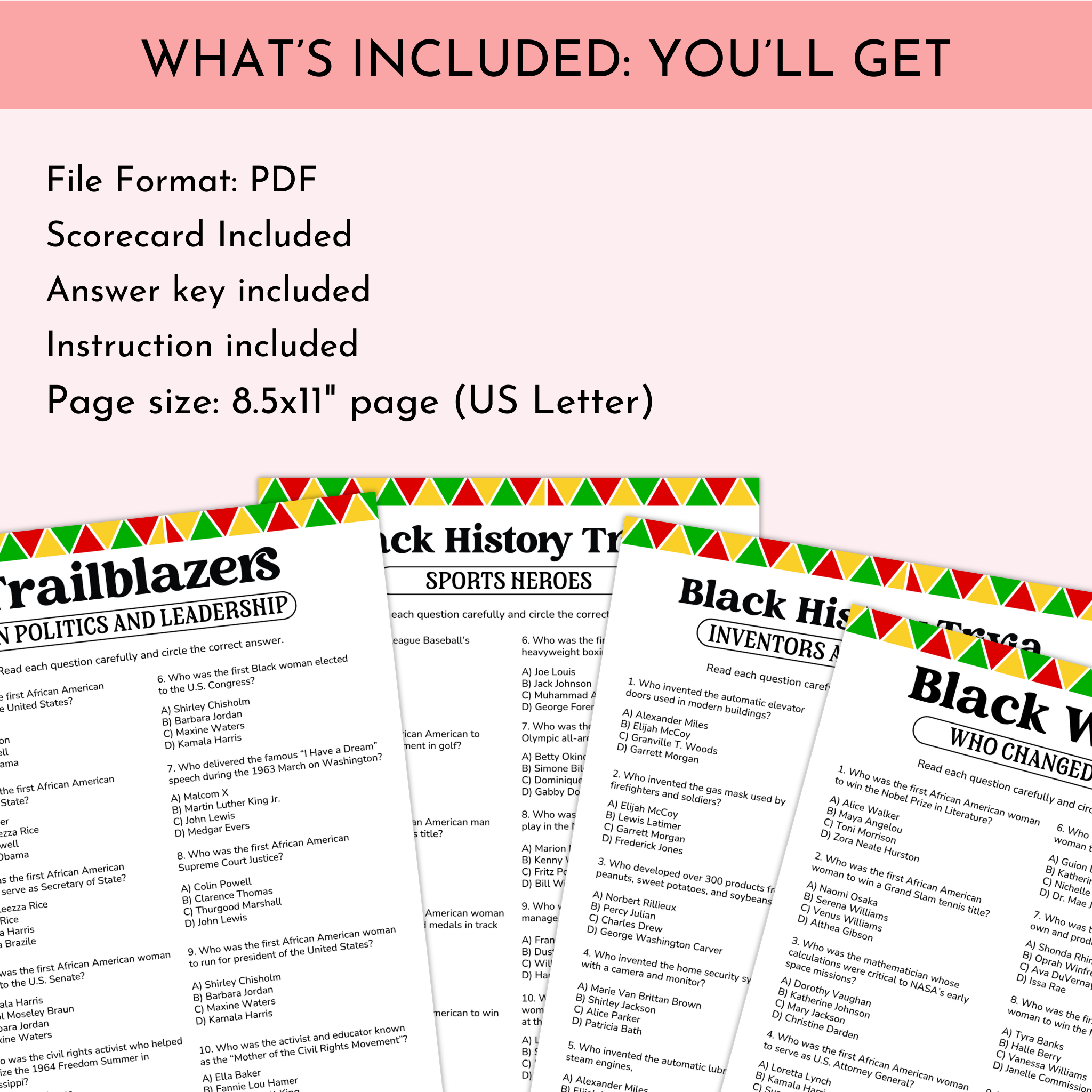 Black History Trivia Game Bundle