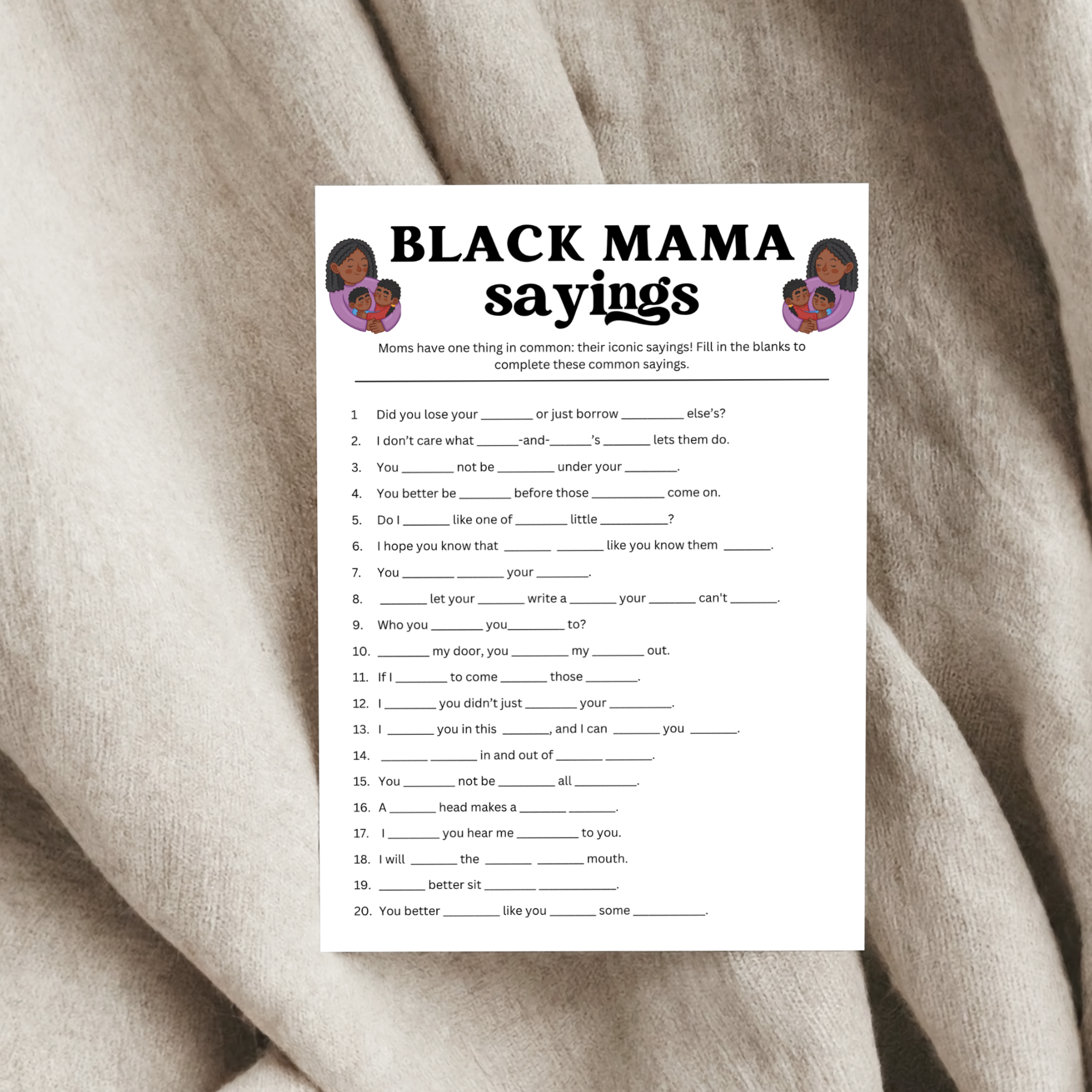Black Mama Sayings Game