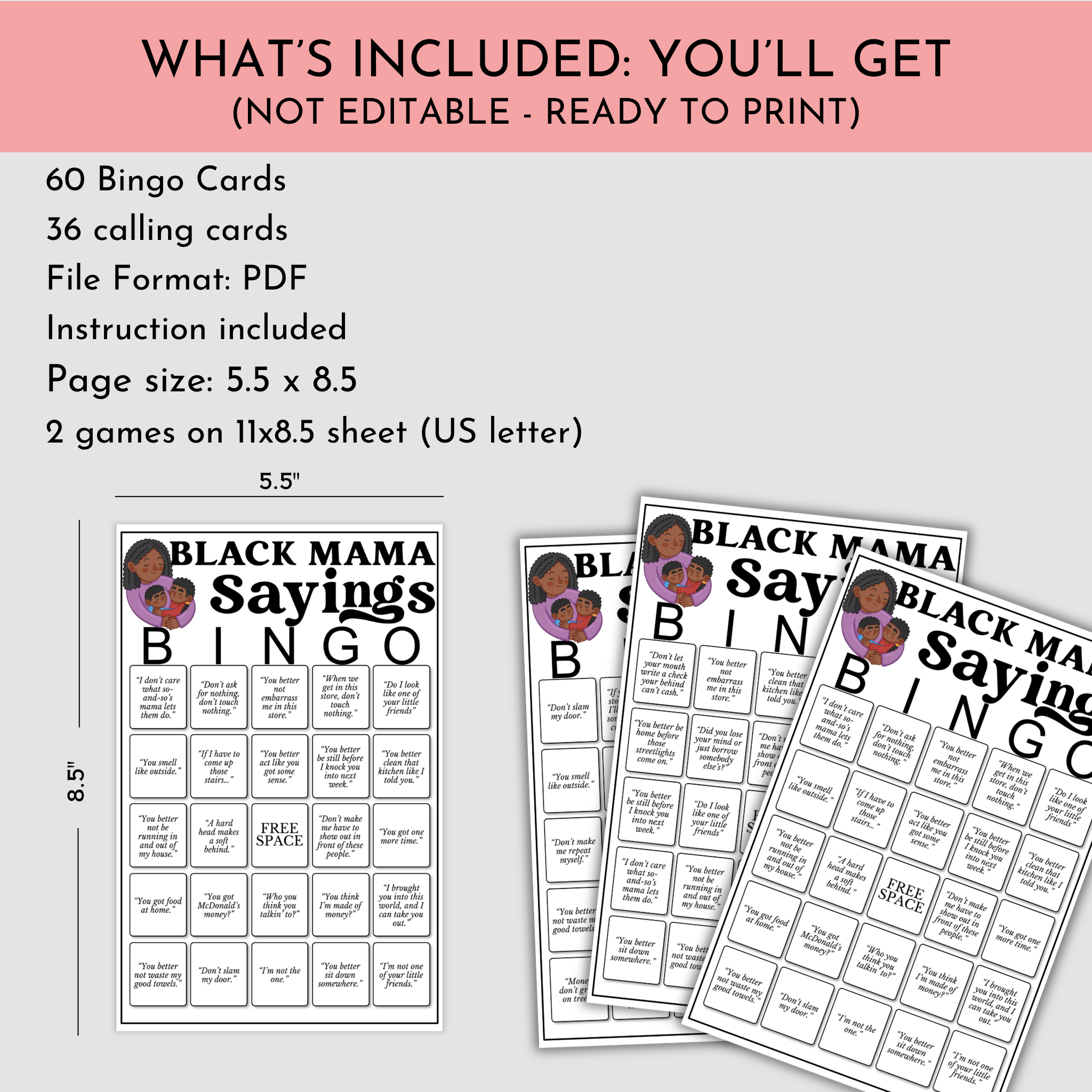 Black Mama Sayings Bingo