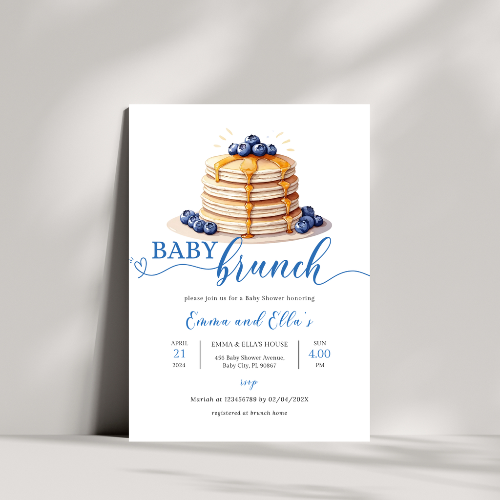 Baby Brunch Shower Invitation Bundle - Blueberry