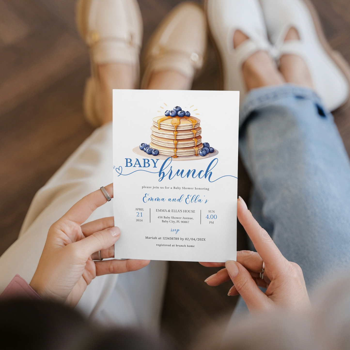 Baby Brunch Shower Invitation - Blueberry
