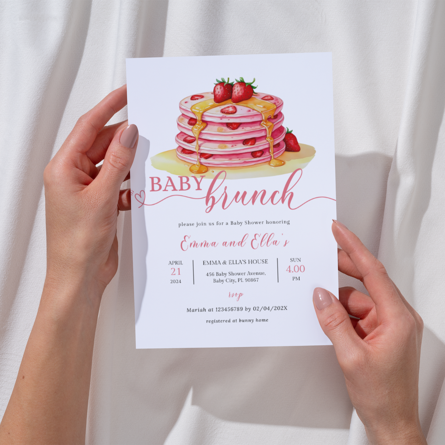 Baby Brunch Shower Invitation - Strawberry