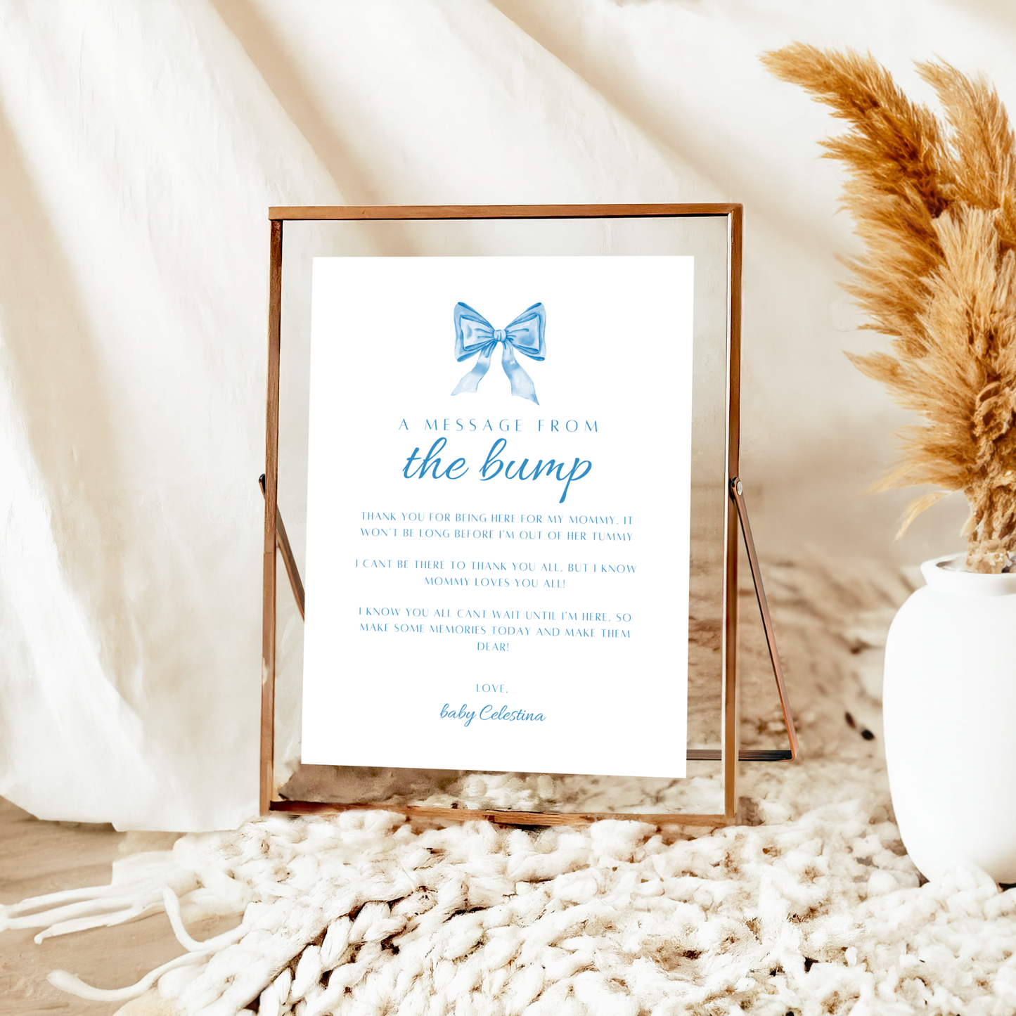 Message from the Bump Sign - Blue Bow