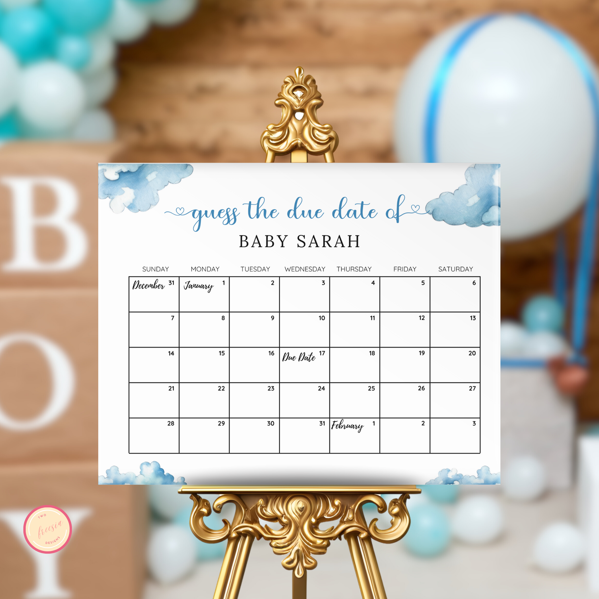 Cloud Nine Baby Due Date Calendar Game