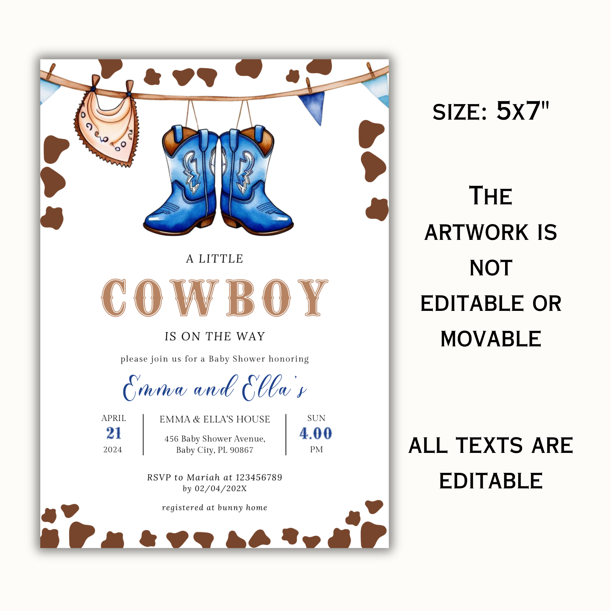 Cowboy Baby Shower Invitation