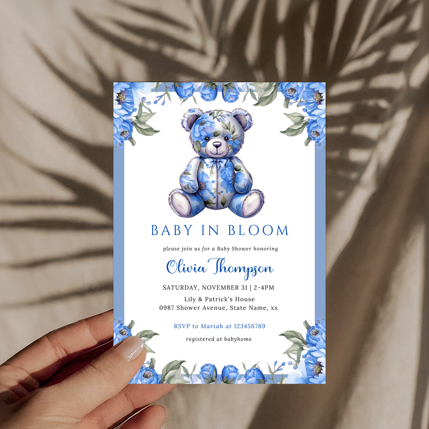 Baby in Bloom Baby Shower - Floral Blue