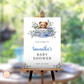 Time for Tea Baby Shower Welcome Sign - Blue Floral