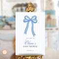 Baby Shower Welcome Sign - Blue Bow
