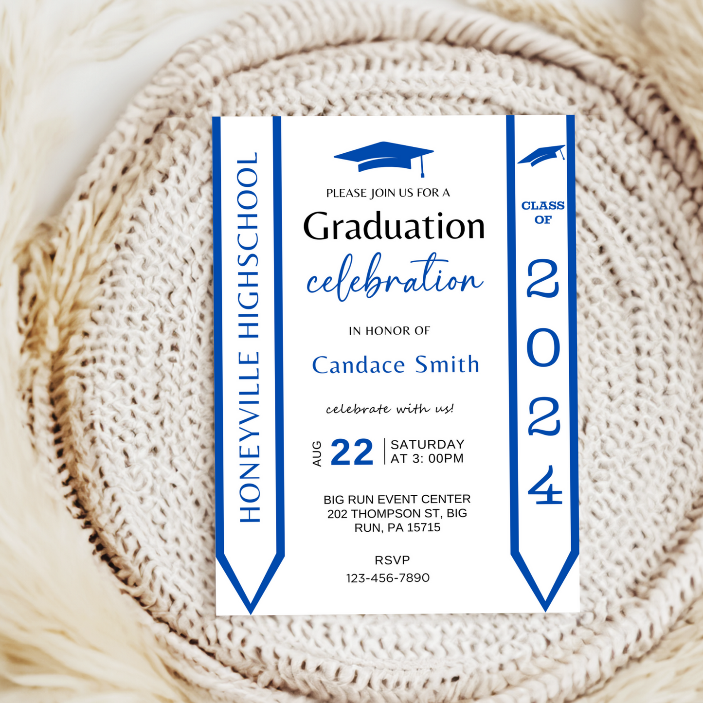 Graduation Invitation with Photo - Editable Template