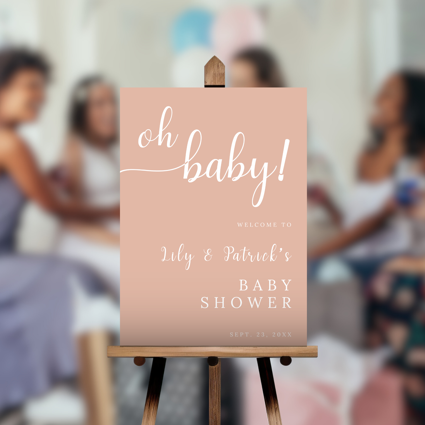 Oh Baby Shower Welcome Sign - Dusty Pink
