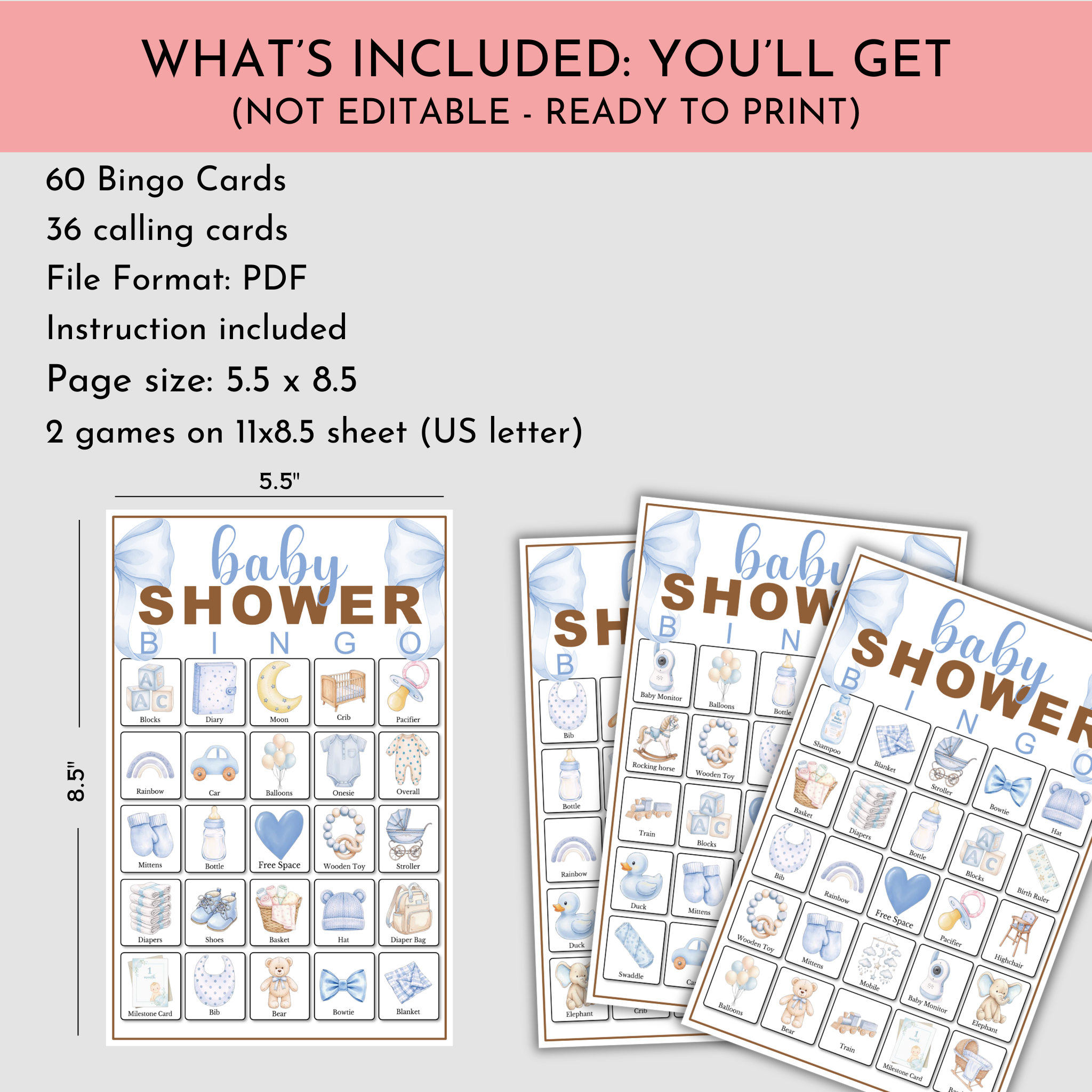 Baby Boy Shower Bingo