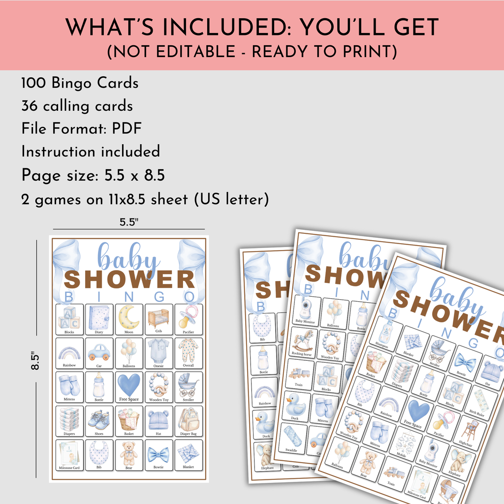Boy Baby Shower Bingo