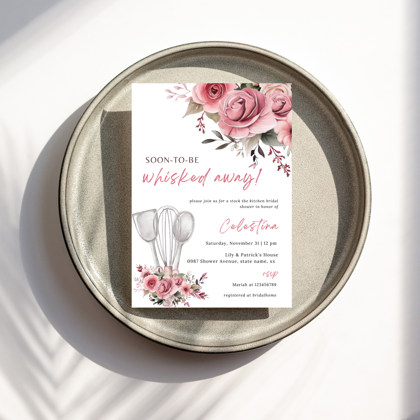 Whisked Away Bridal Shower Invitation Bundle - Pink Floral